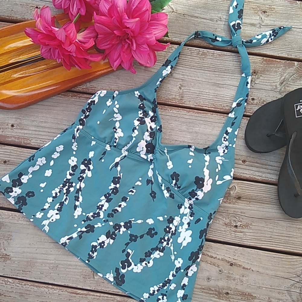 ❤️SOLD!❤️ Merona Turquoise Floral Tankini - Picture 1 of 6